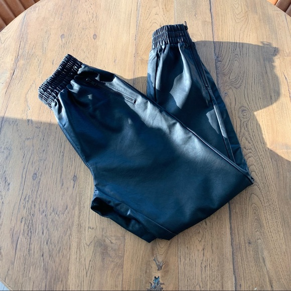 Super down Faux Leather Joggers - Picture 3 of 5